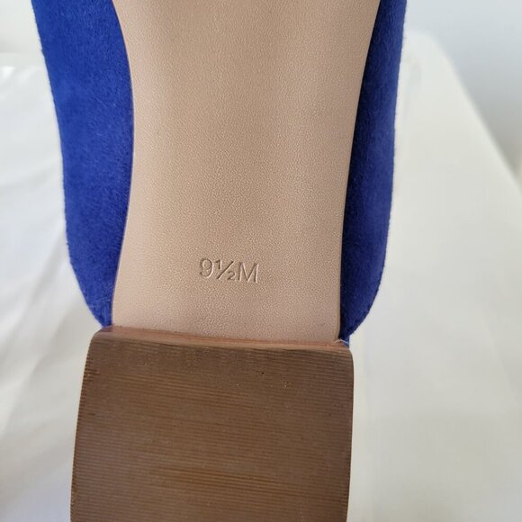 Talbots Blue Suede Leather Tassel Pointed Toe Mules (Size: 9½M) - Picture 8 of 13
